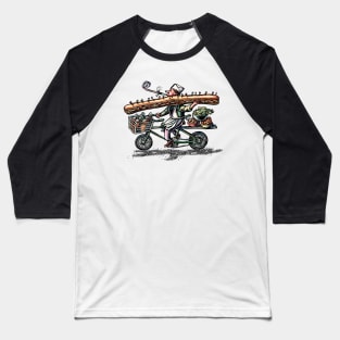 Sub Sandwich Delivery Guy on Bike Baseball T-Shirt